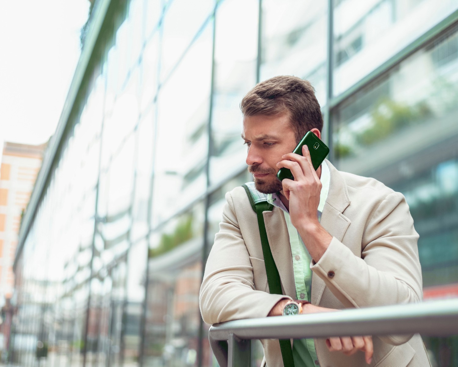 Concerned man on a phone call