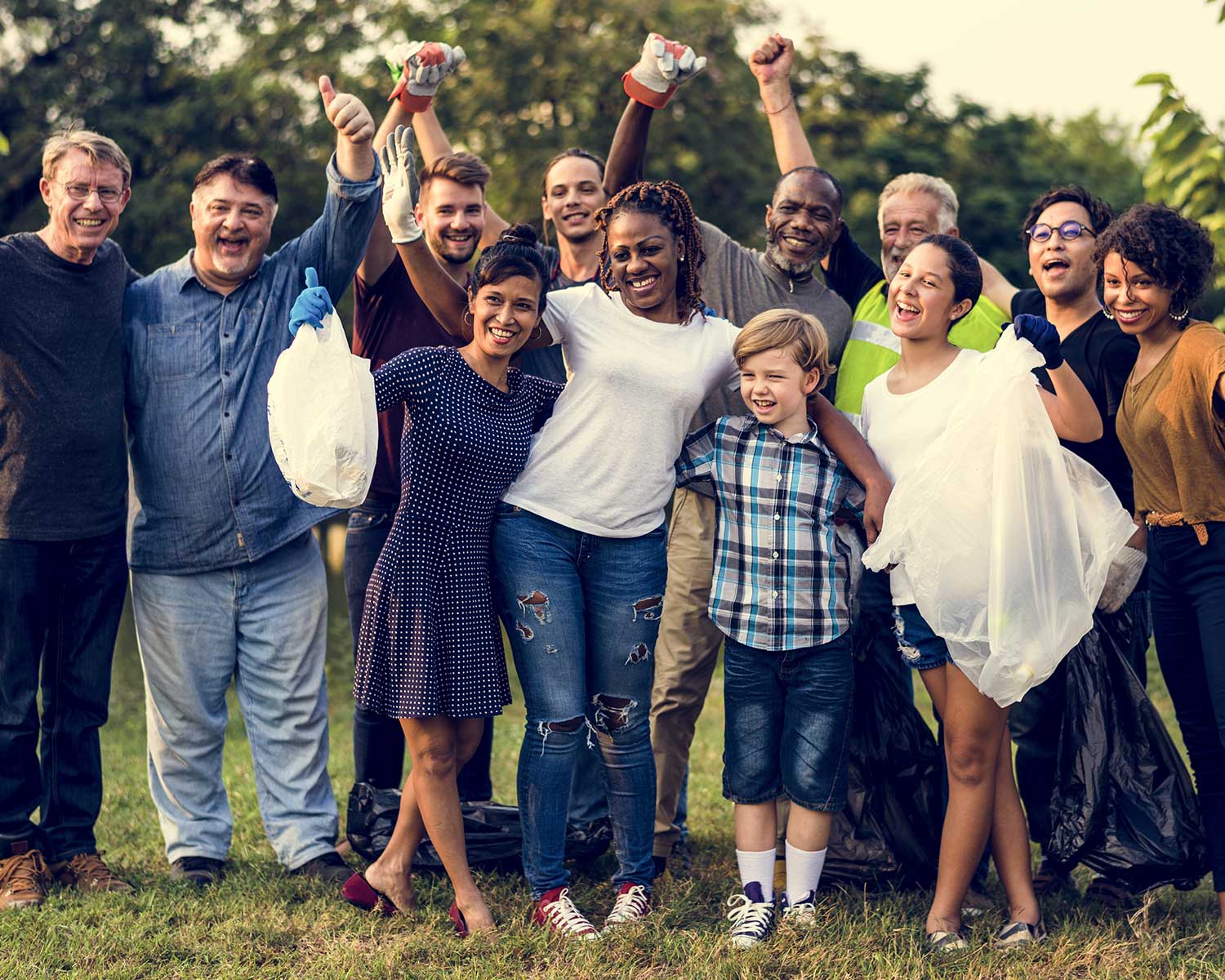 People group hugging