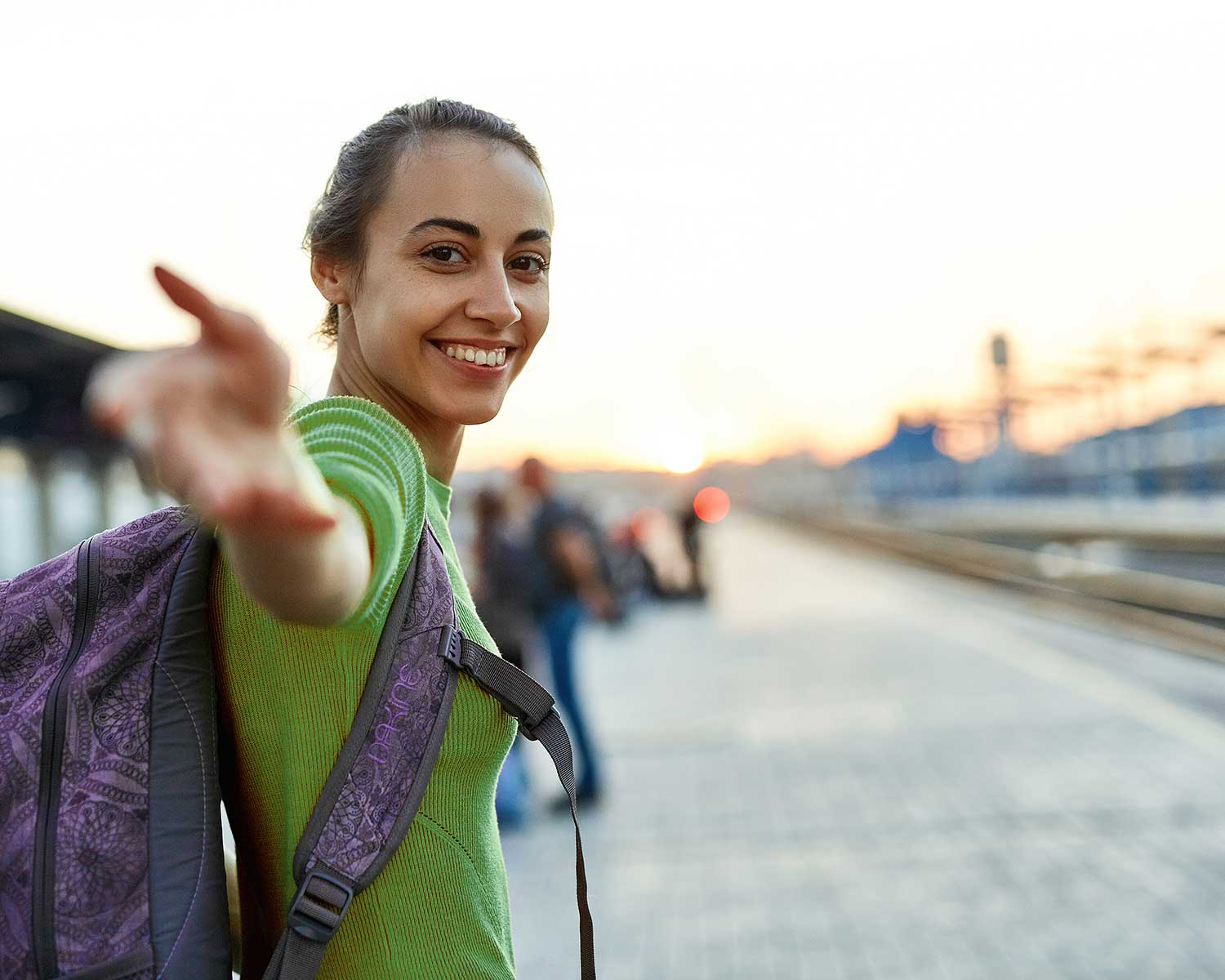 Happy woman traveler