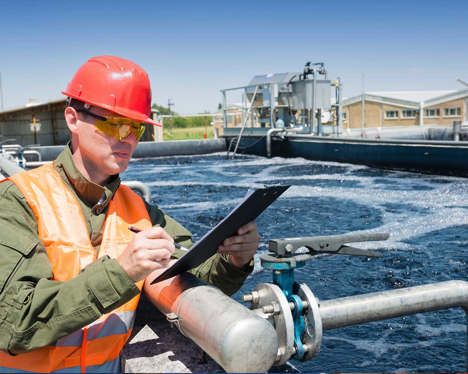 Water District Worker Inspecting Water