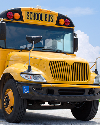 photo of the front of a yellow school bus