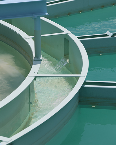 upclose image of water at a water treatment facility