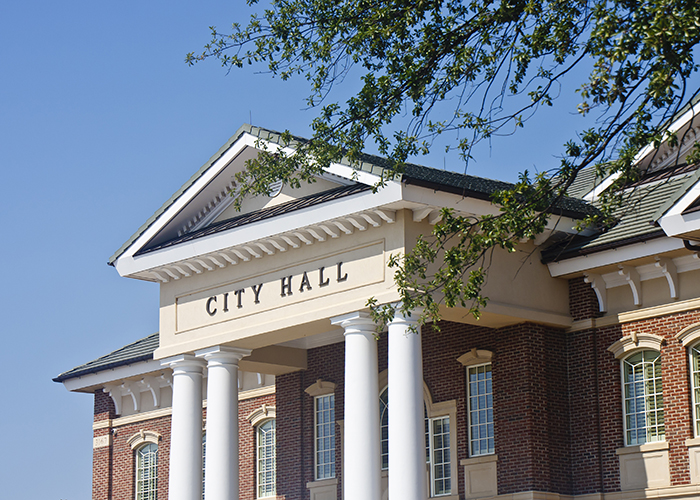 A municipal building in a small town